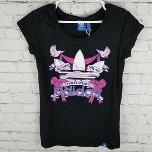 ADIDAS | short sleeve graphic 3 stripe trefoil top